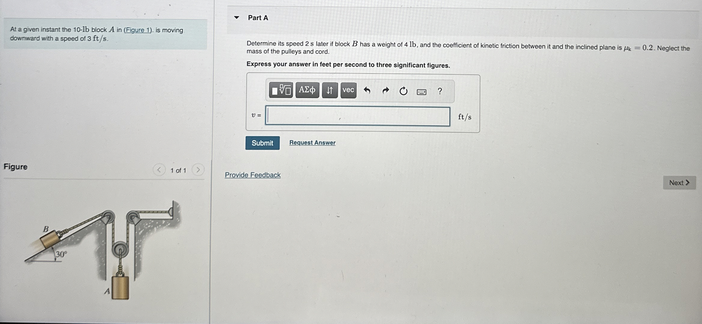 At a given instant the 1 0 - l b block A in (