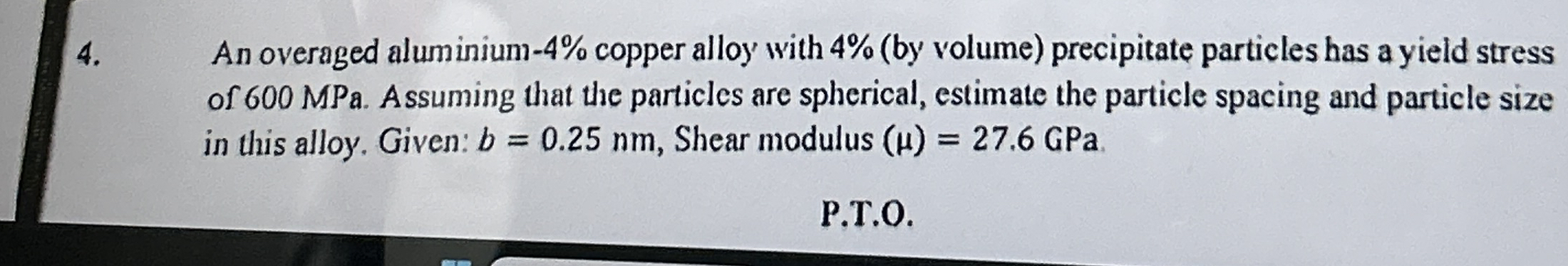 An overaged aluminium - 4 % copper alloy with 4 %