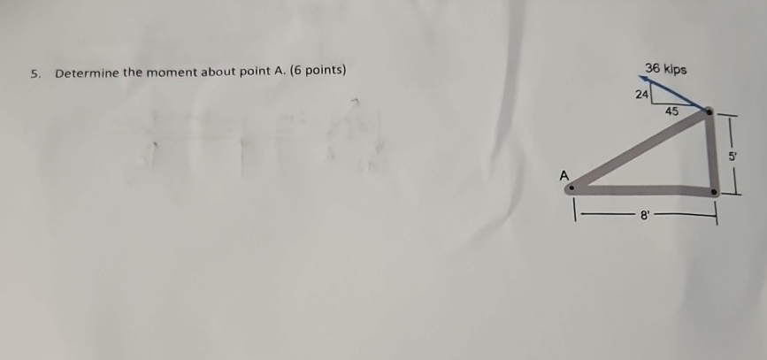 Determine the moment about point A . ( 6 points )