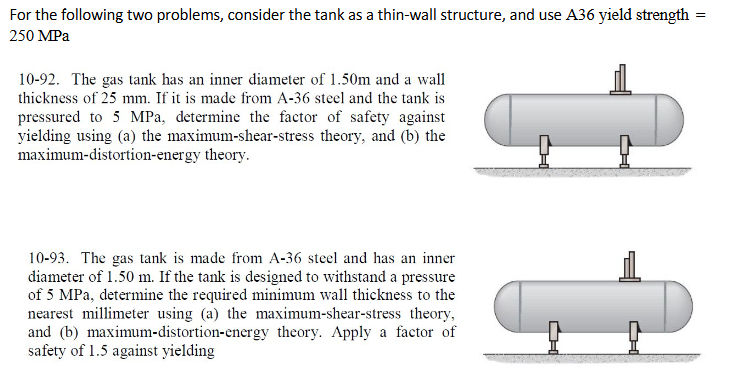 For the following two problems, consider the tank