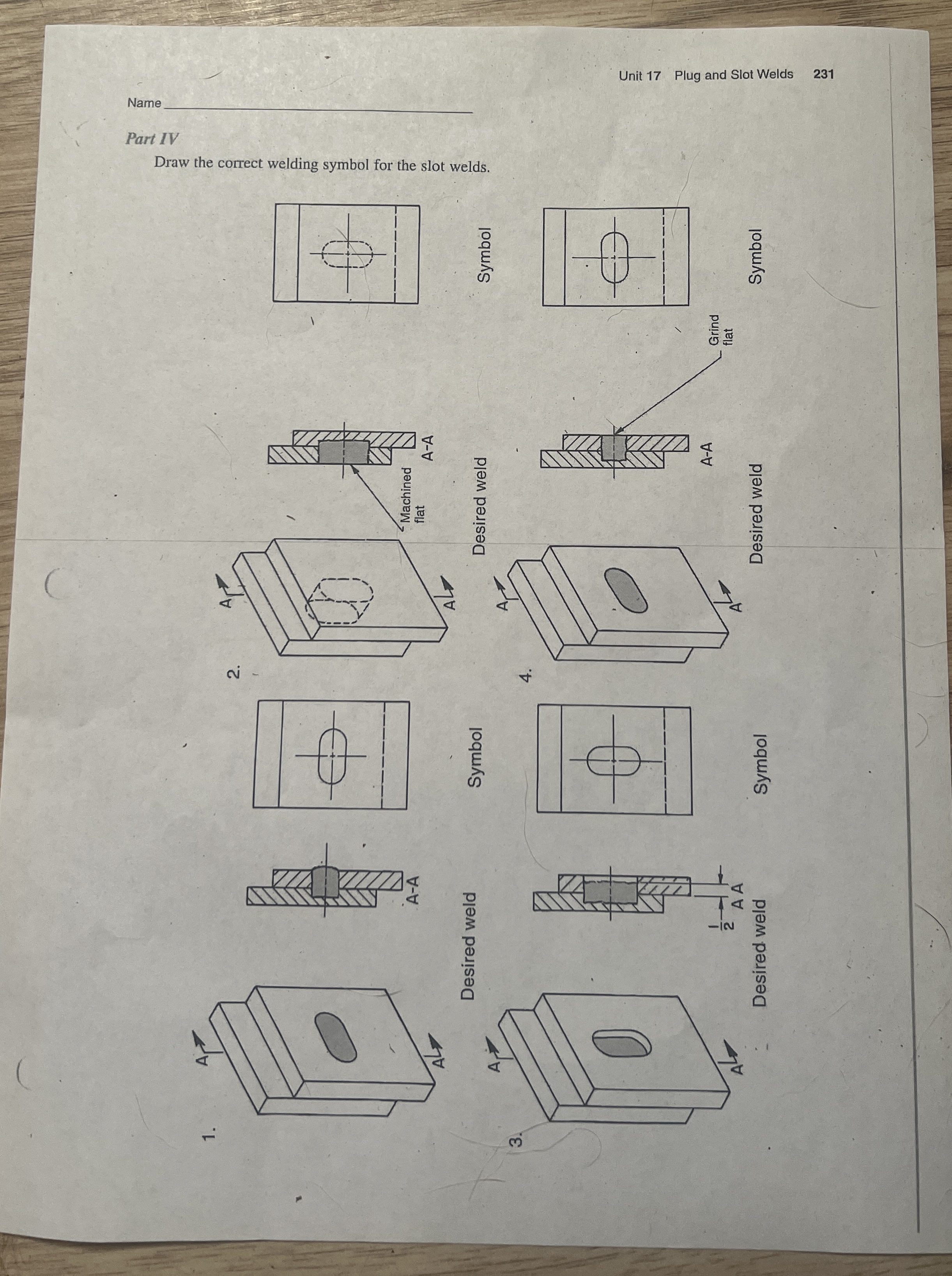 Draw the correct welding symbol for the slot