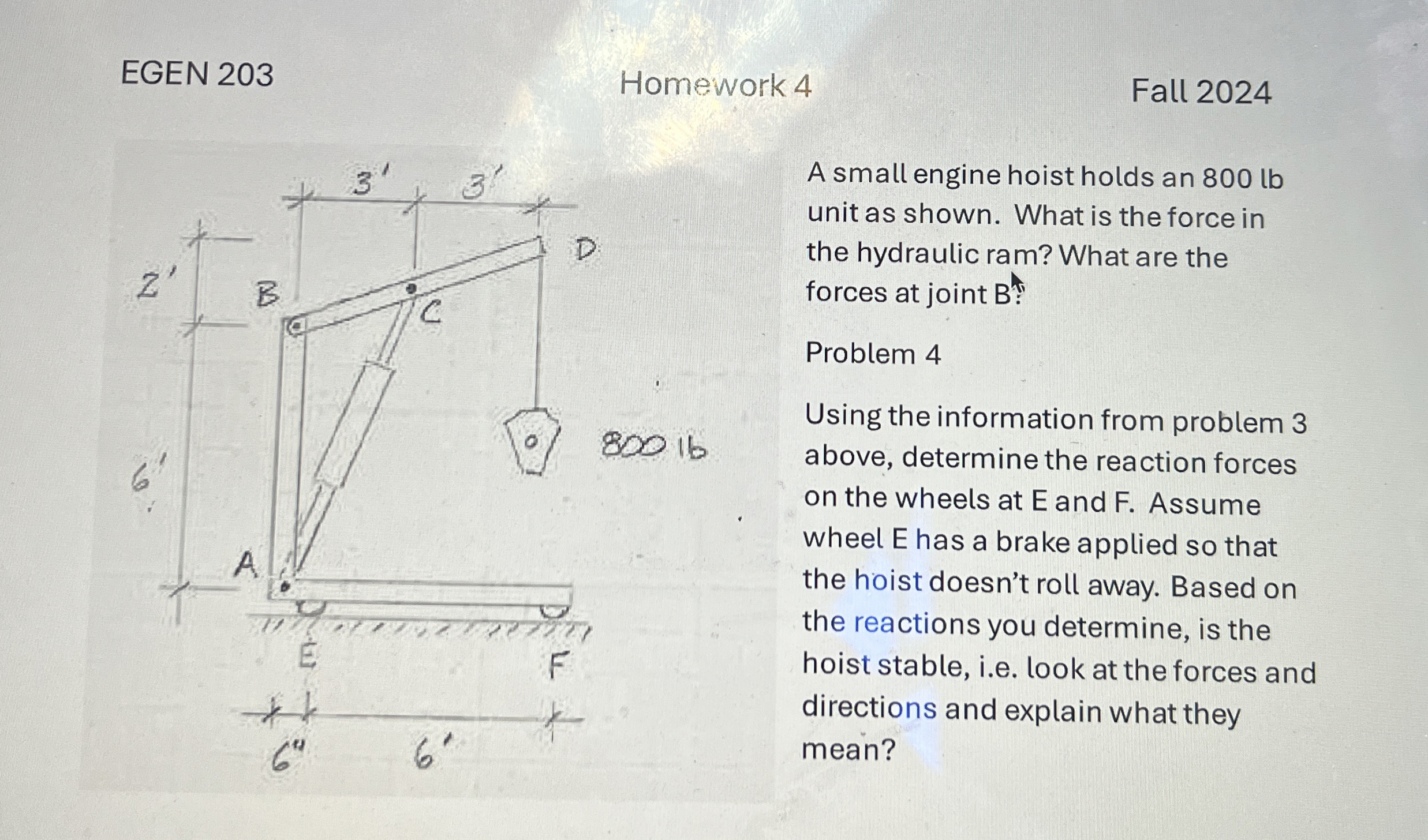 EGEN 2 0 3 Homework 4 Fall 2 0 2 4 A small engine