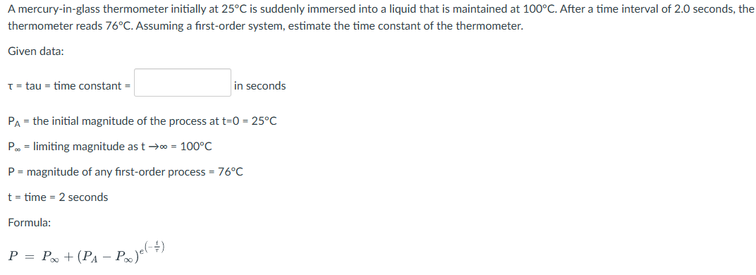 A mercury - in - glass thermometer initially at 2