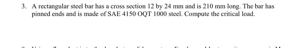 A rectangular steel bar has a cross section 1 2