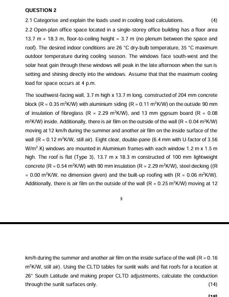 QUESTION 2 2 . 1 Categorise and explain the loads