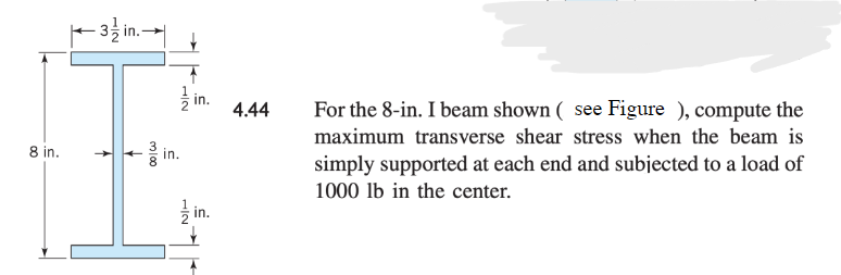 For the 8 - in . I beam shown ( see figure ) ,