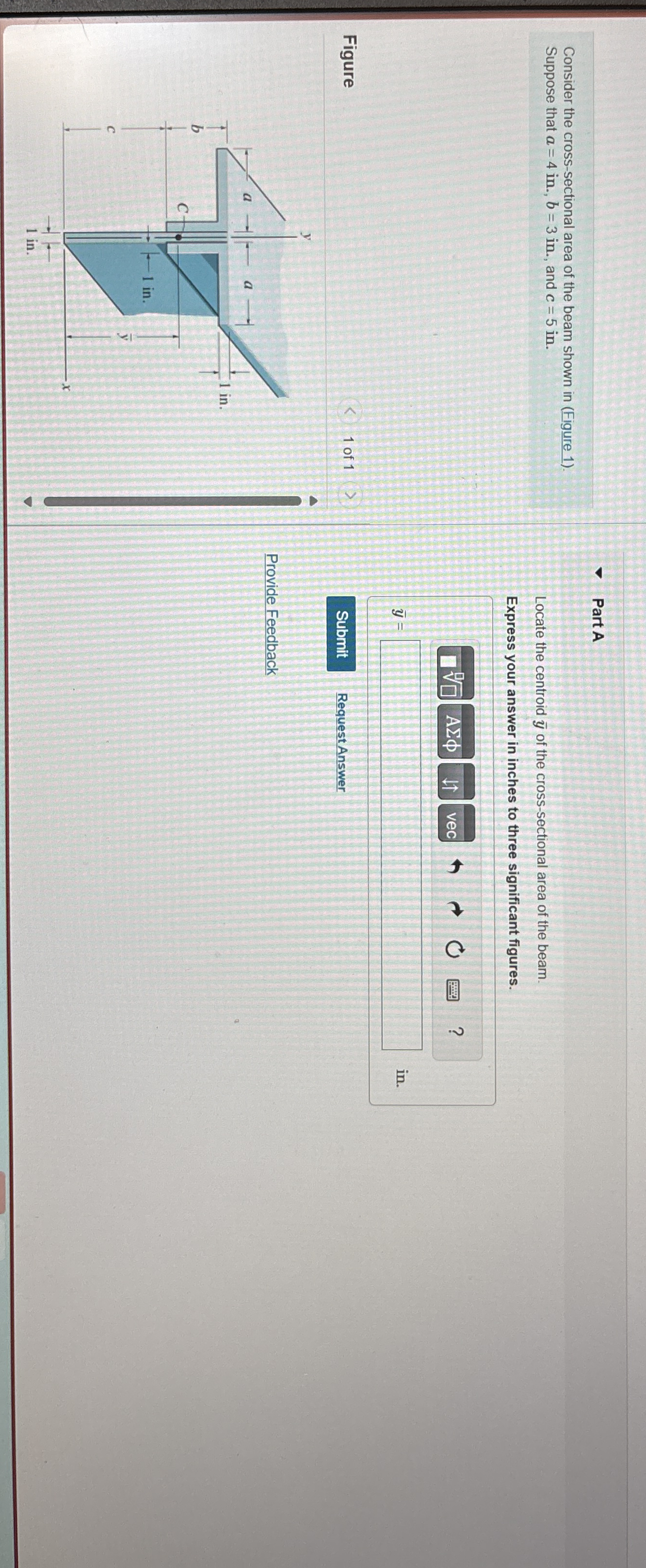 Part A Consider the beam's cross - sectional area