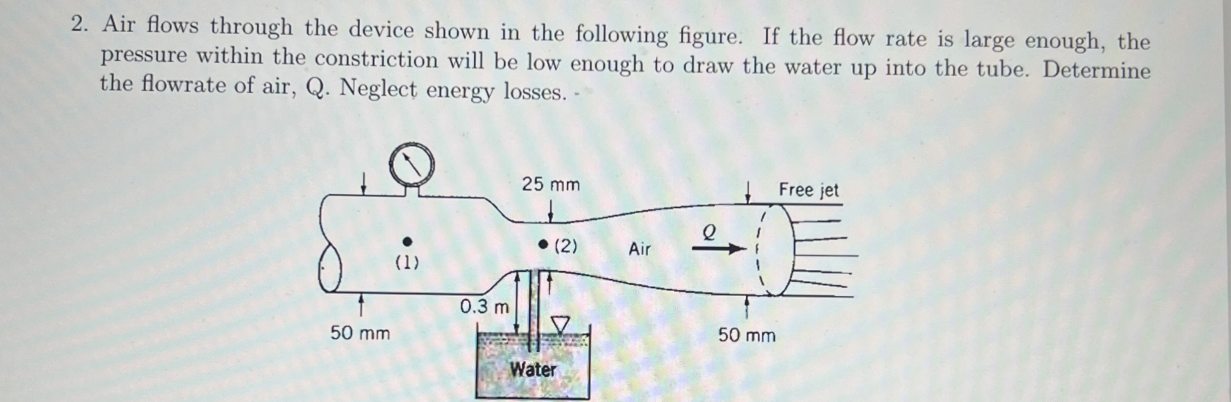 Air flows through the device shown in the