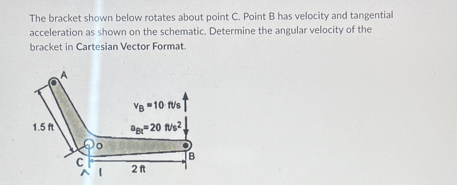 The bracket shown below rotates about point C .