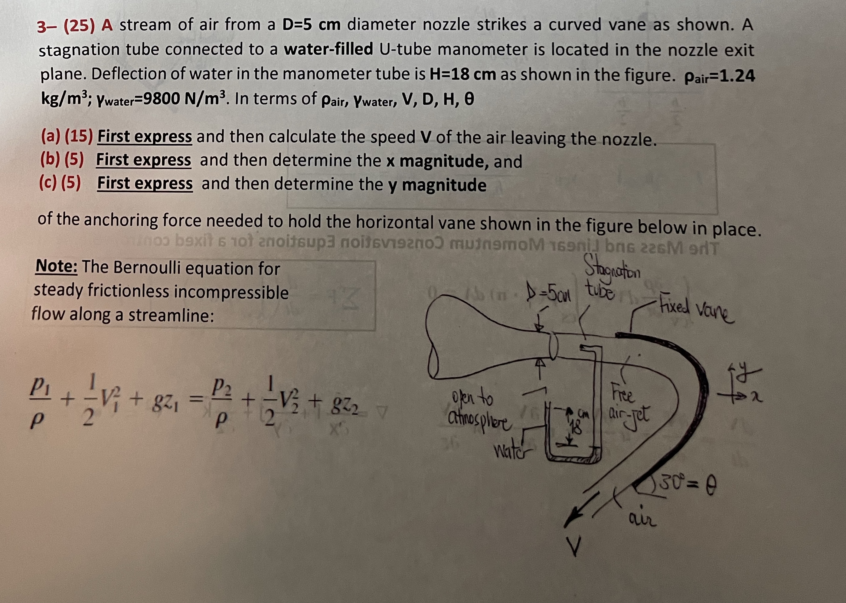 3 - ( 2 5 ) A stream of air from a D = 5 c m