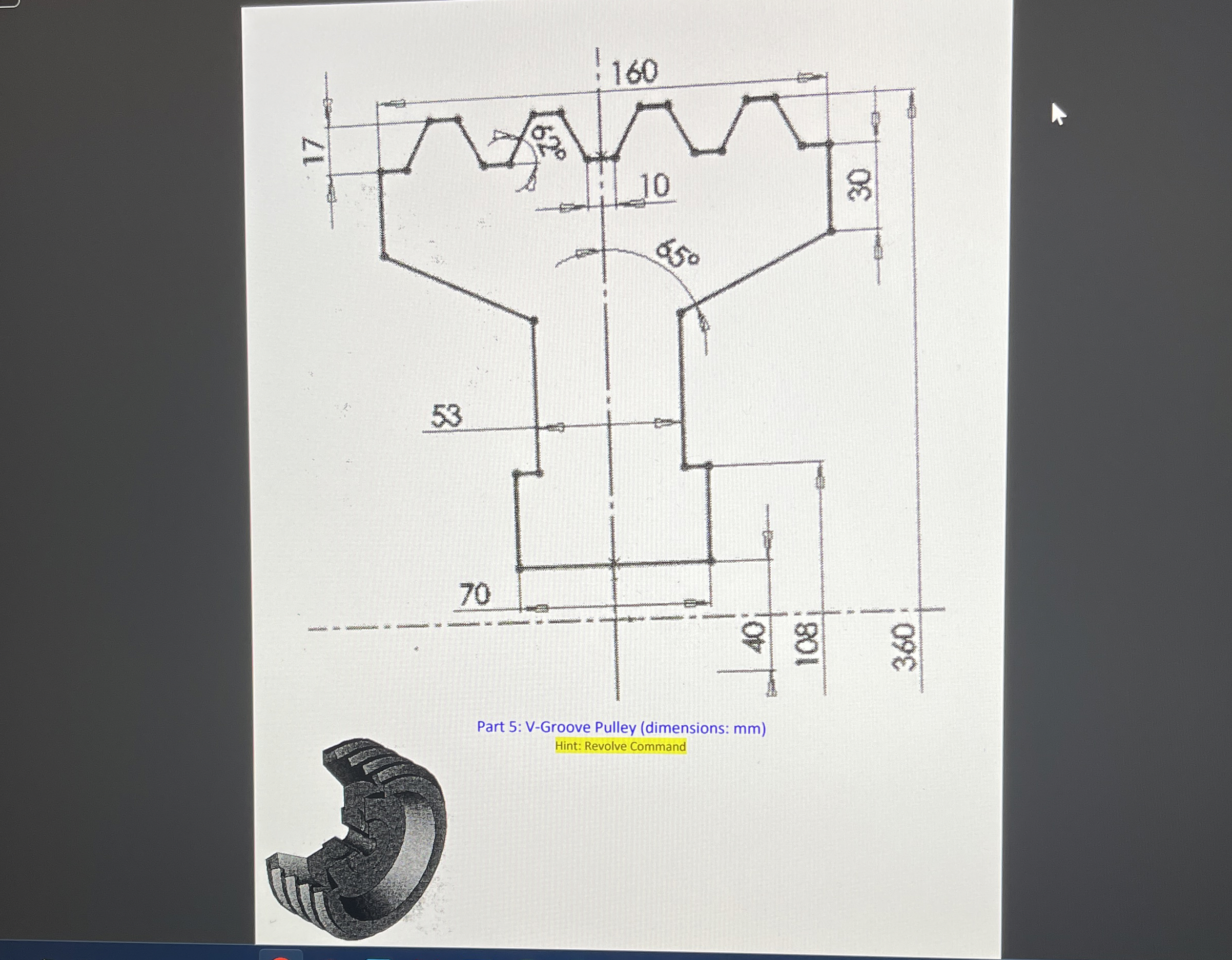 Part 5 : V - Groove Pulley ( dimensions: mm )