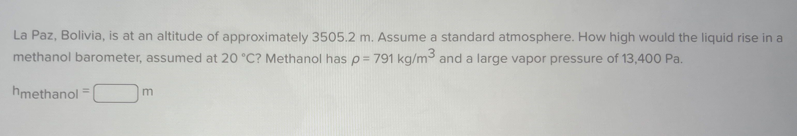 La Paz, Bolivia, is at an altitude of