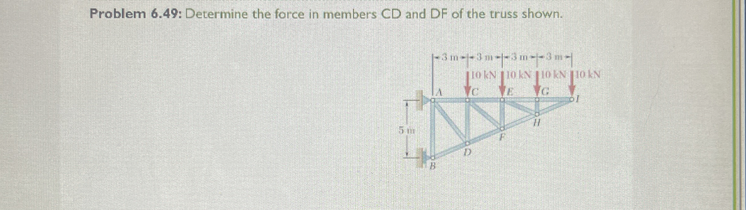 Problem 6 . 4 9 : Determine the force in members