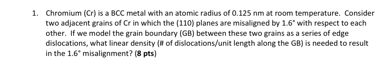 Chromium ( Cr ) is a BCC metal with an atomic
