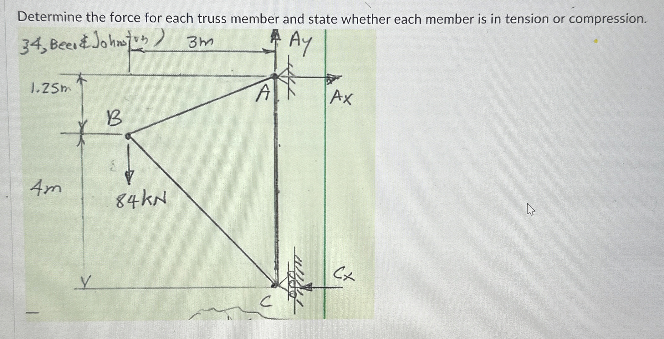 PLEASE SHOW ALL WORK: Determine the force for