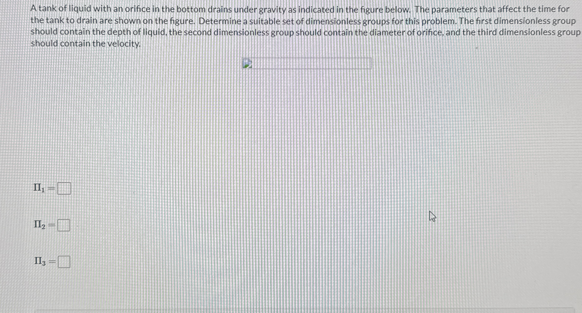 A tank of liquid with an orifice in the bottom