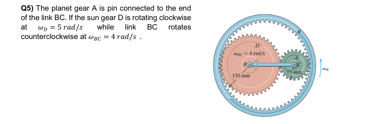 Q 5 ) The planet gear A is pin connected to the
