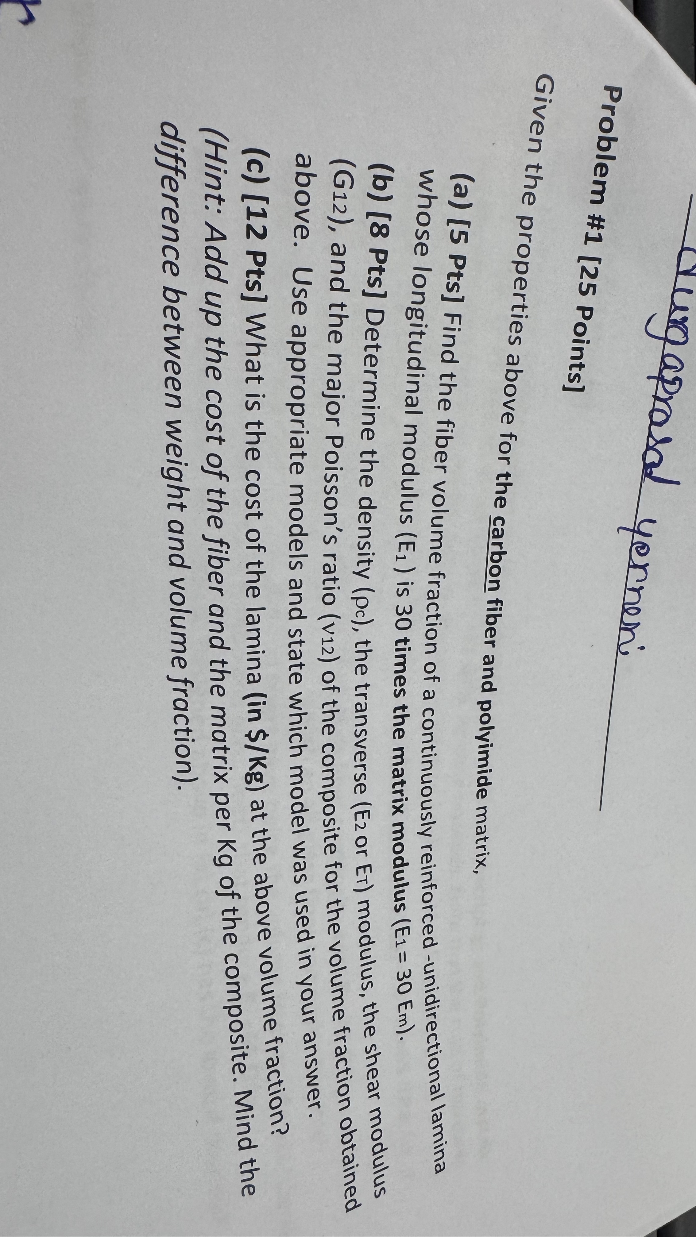 yornen: Problem # 1 [ 2 5 Points ] Given the