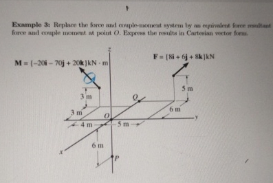 Example 3 : Replace the force and comple - moment