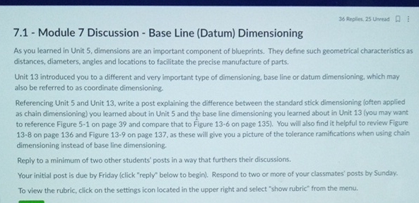 7 . 1 - Module 7 Discussion - Base Line ( Datum )