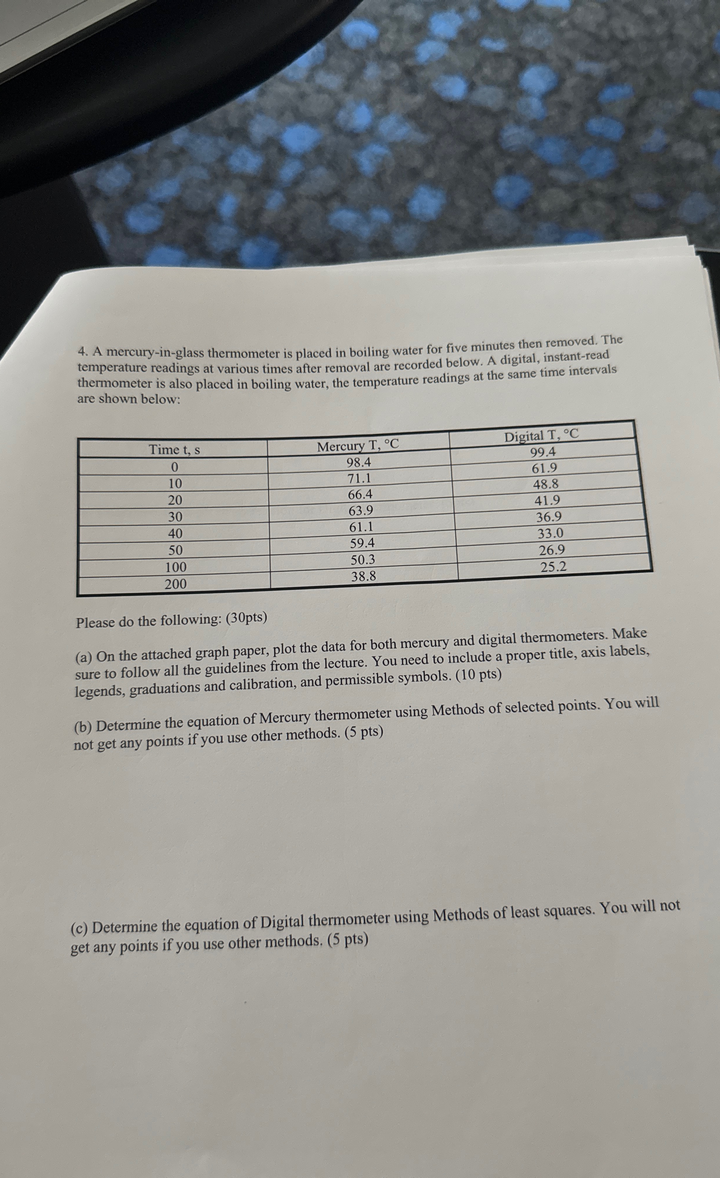A mercury - in - glass thermometer is placed in