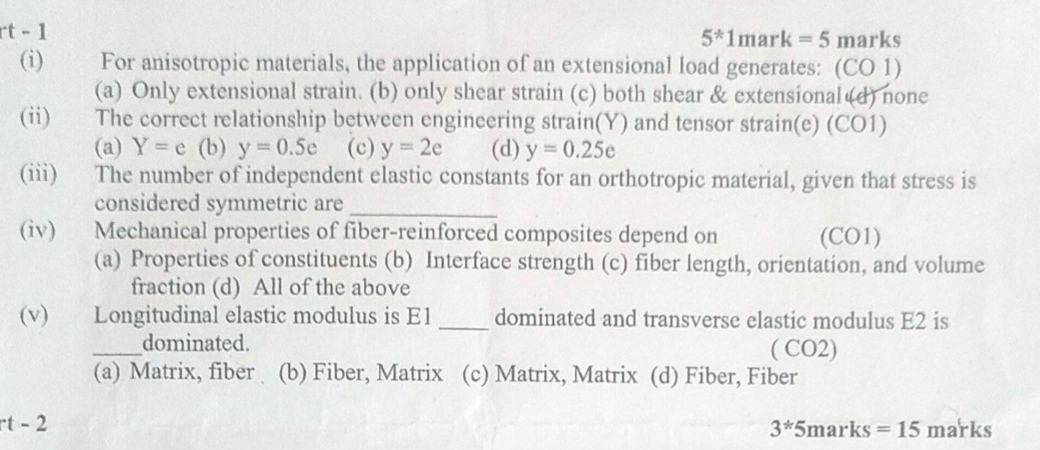 5 * 1 mark = 5 marks ( i ) For anisotropic