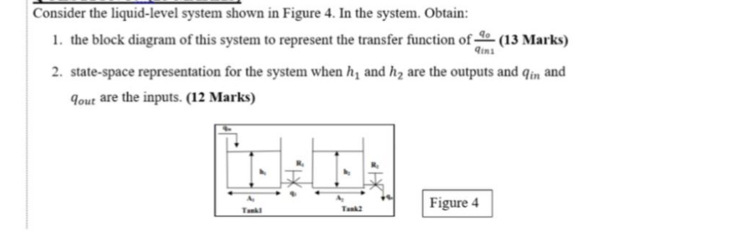 Consider the liquid - level system shown in