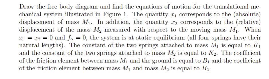 Draw the free body diagram and find the equations