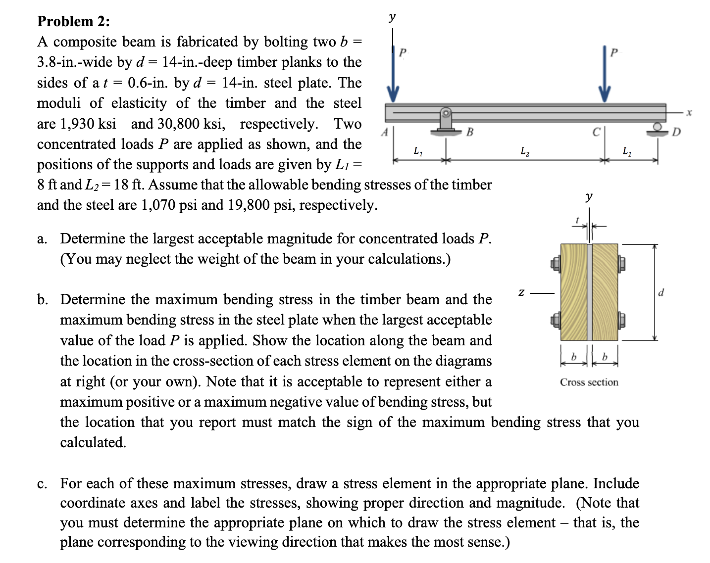 Problem 2 : A composite beam is fabricated by