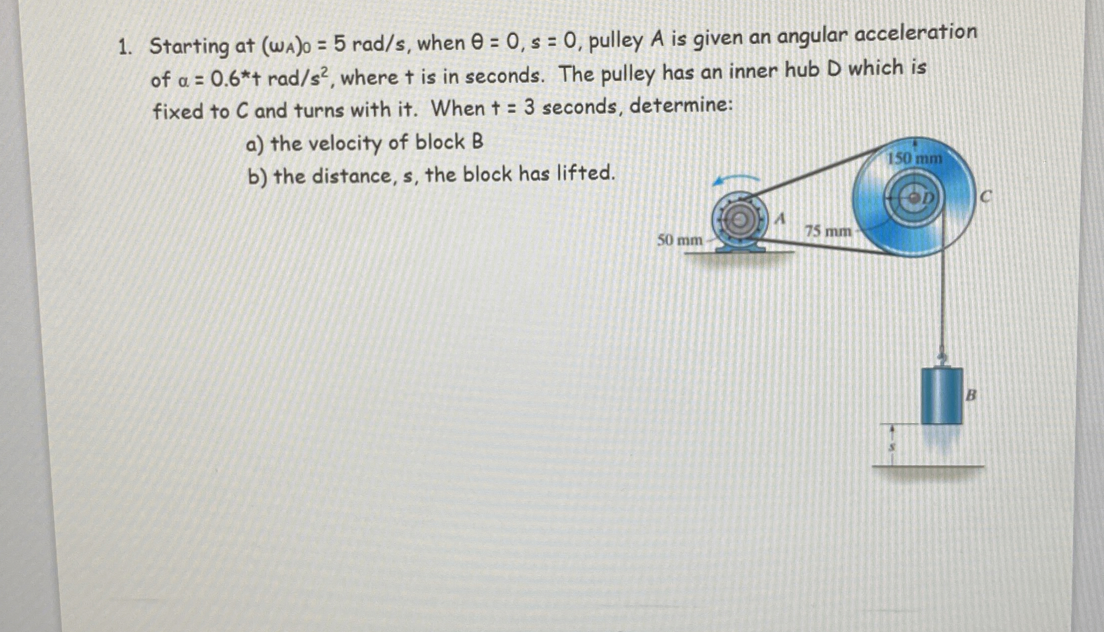 Starting at ( w A ) 0 = 5 r a d s , when = 0 , s