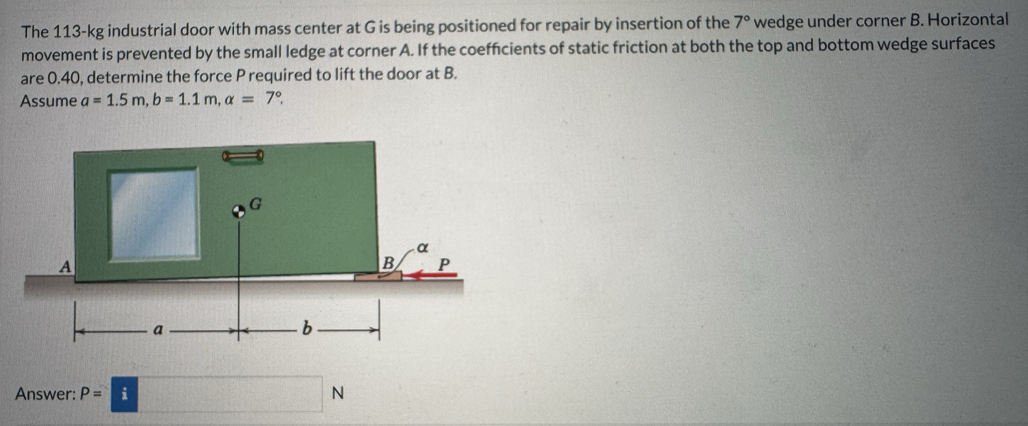 The 1 1 3 - k g industrial door with mass center