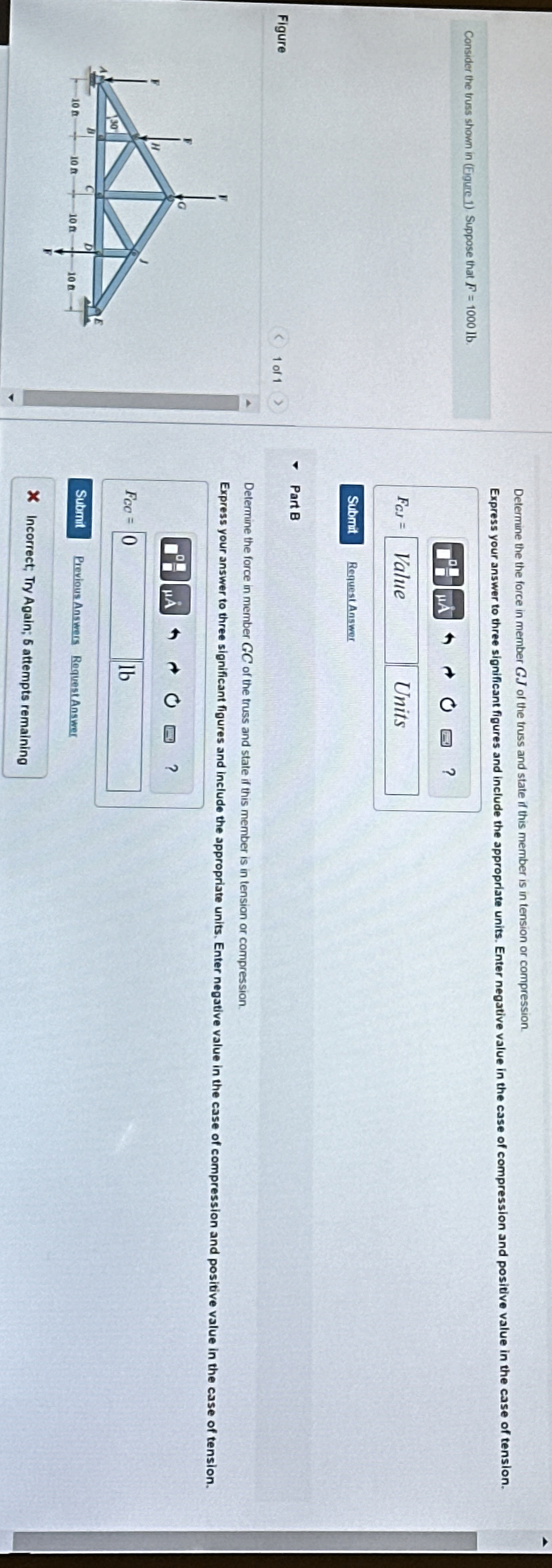 How to solve Determine the the force in member G