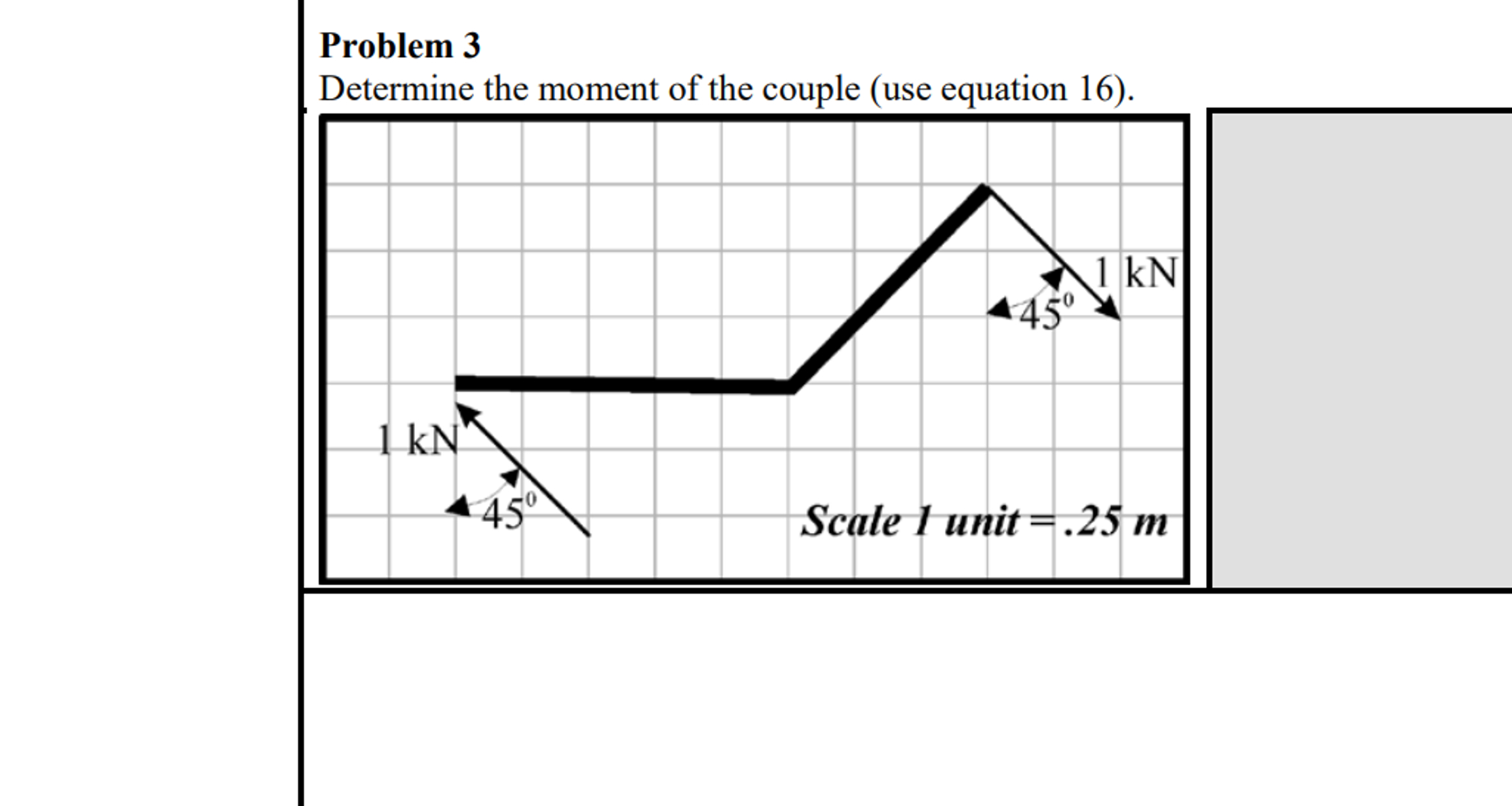 Problem 3 Determine the moment of the couple (