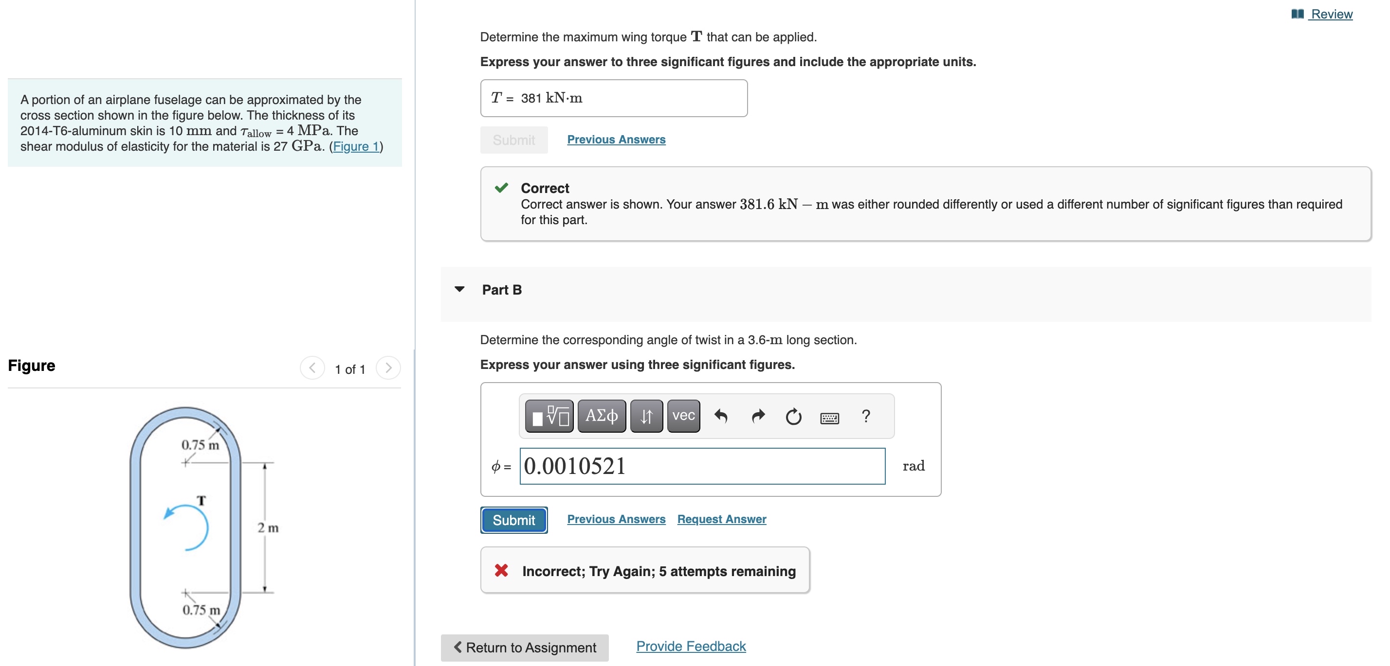 Review Determine the maximum wing torque T that