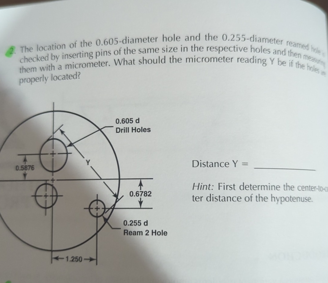 The location of the 0 . 6 0 5 - diameter hole and