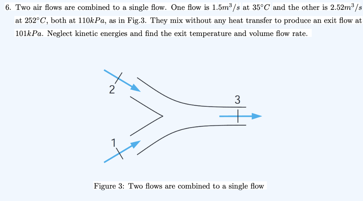 Two air flows are combined to a single flow. One