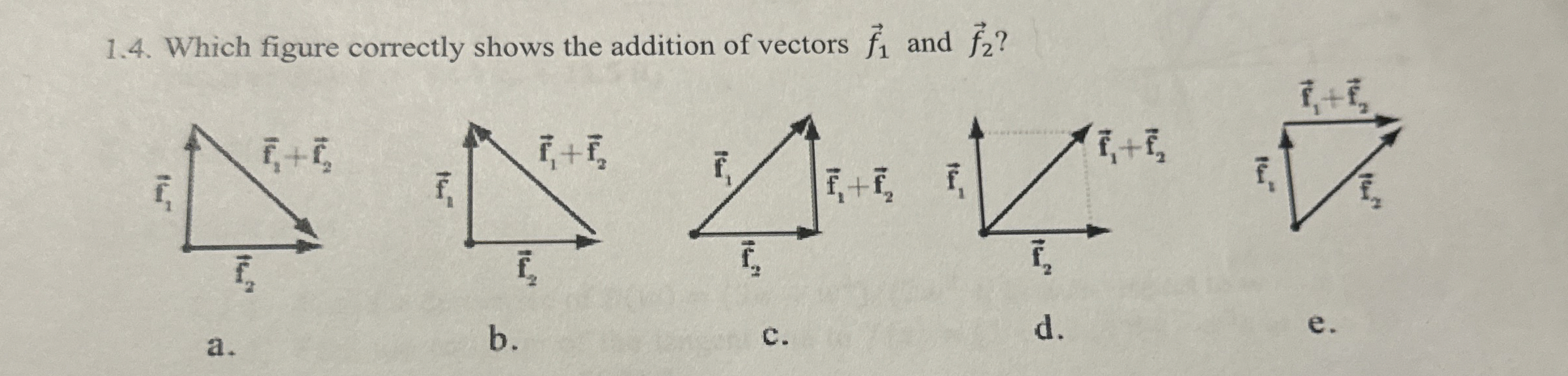 1 . 4 . Which figure correctly shows the addition