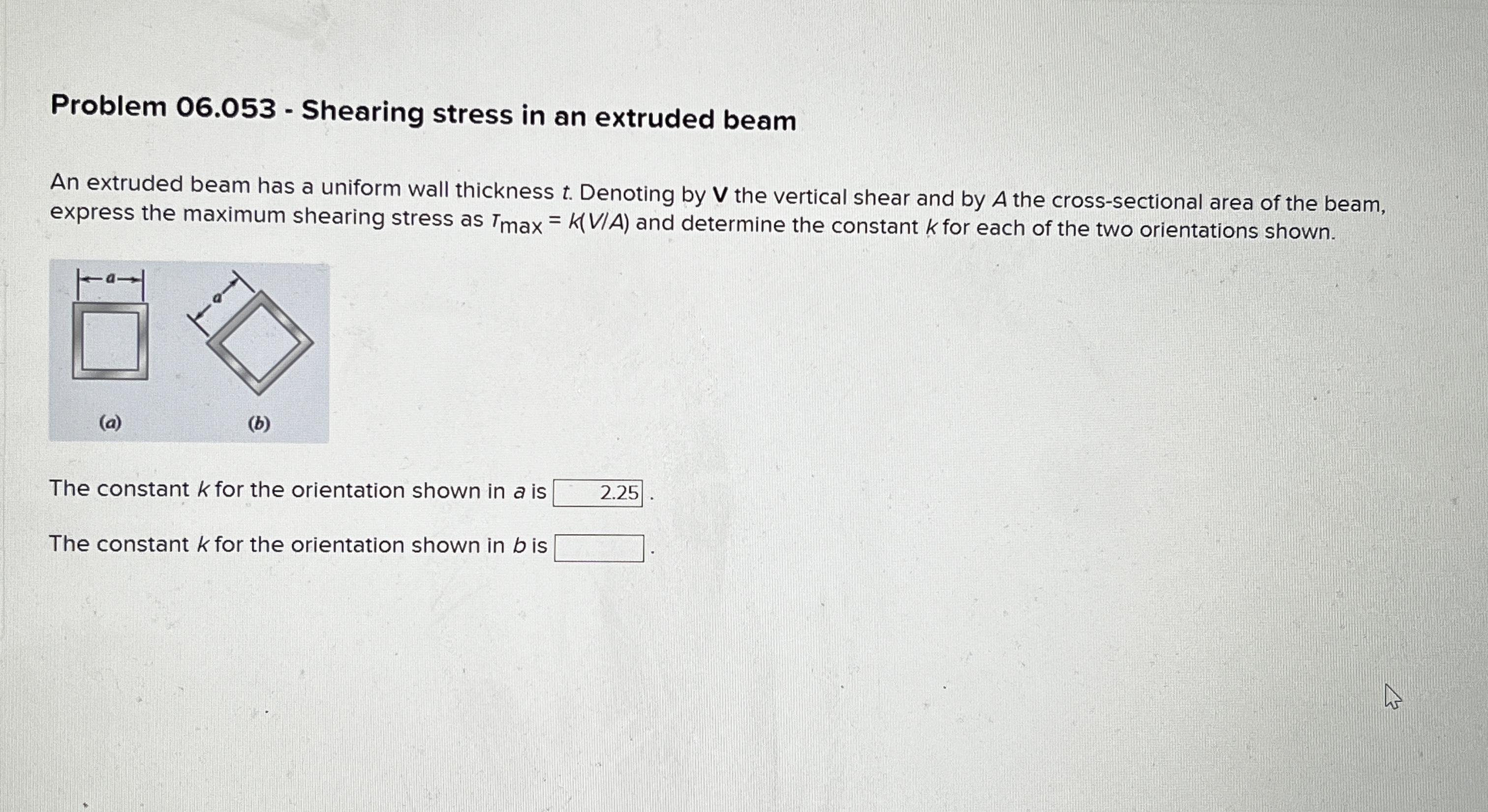 Problem 0 6 . 0 5 3 - Shearing stress in an