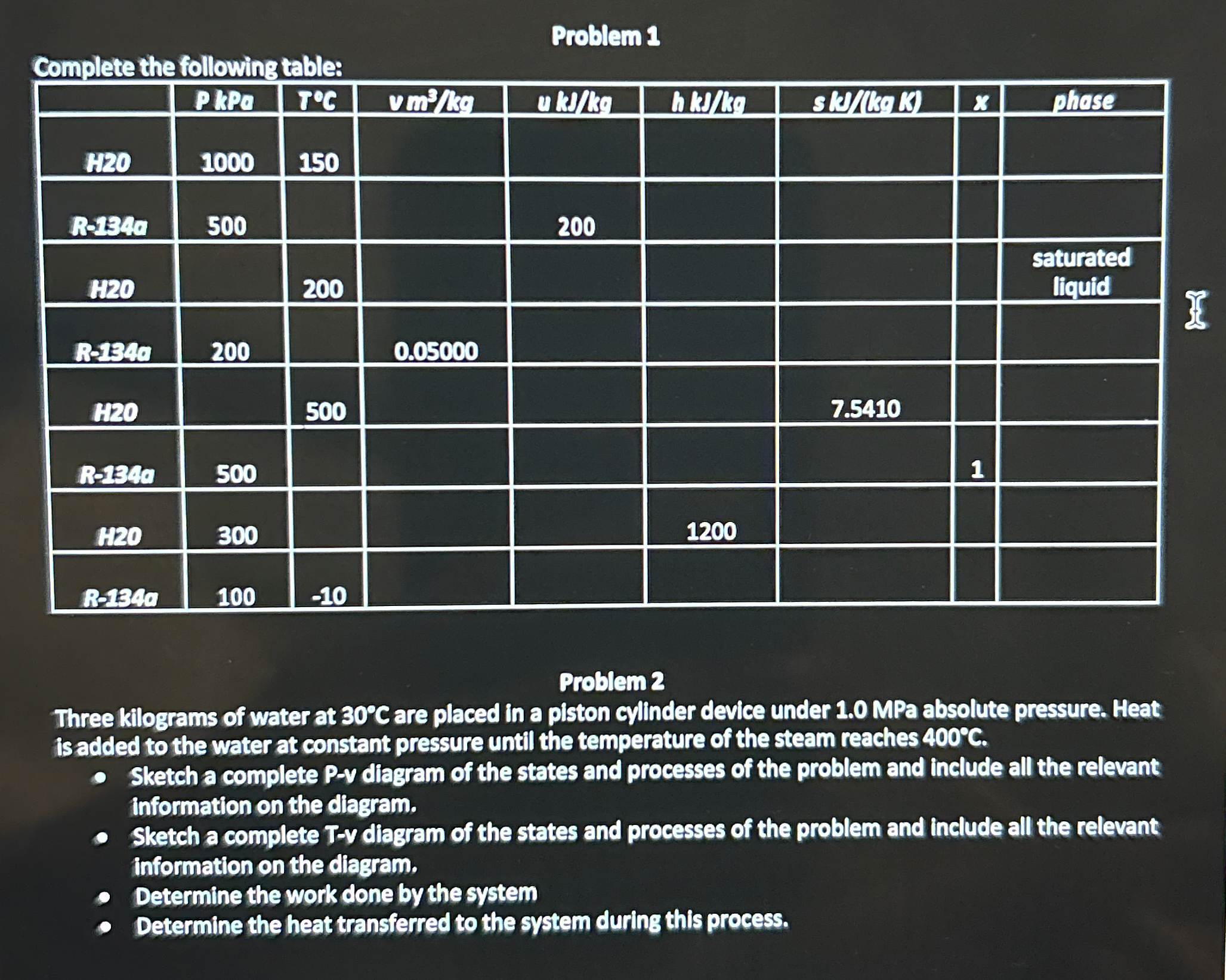 Solve both: Problem 1 Complete the following