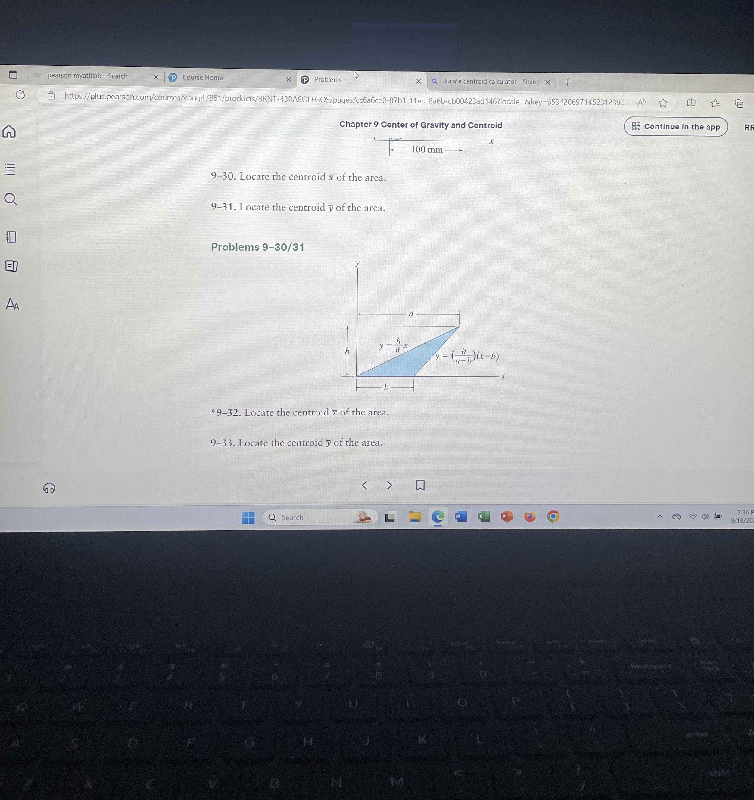 Problems 9 - 3 0 / 3 1 Chapter 9 Center of