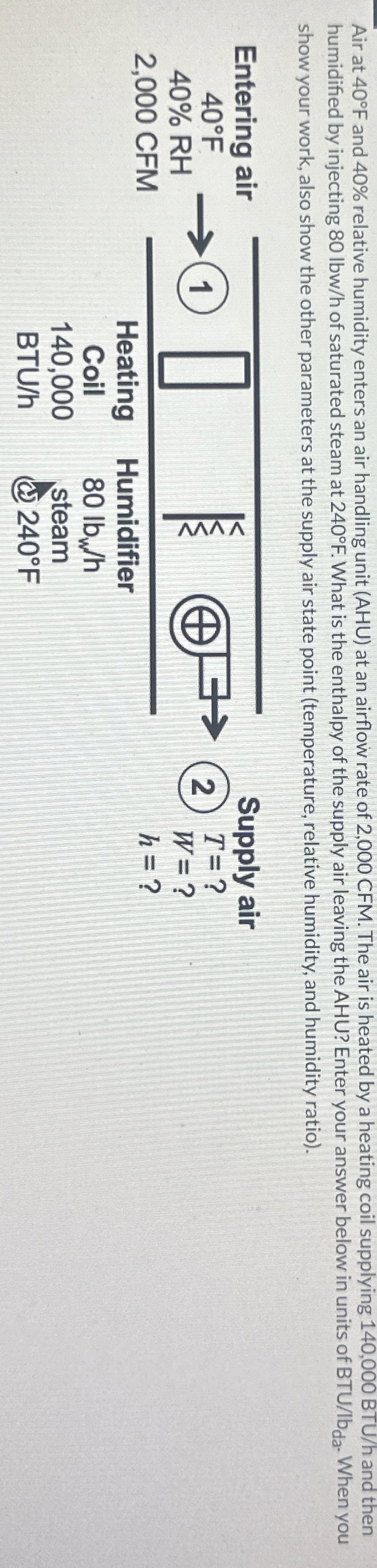 Air at 4 0 F and 4 0 % relative humidity enters