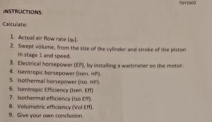 Experiment 1 TWO STAGE COMPRESSOR AIM: To