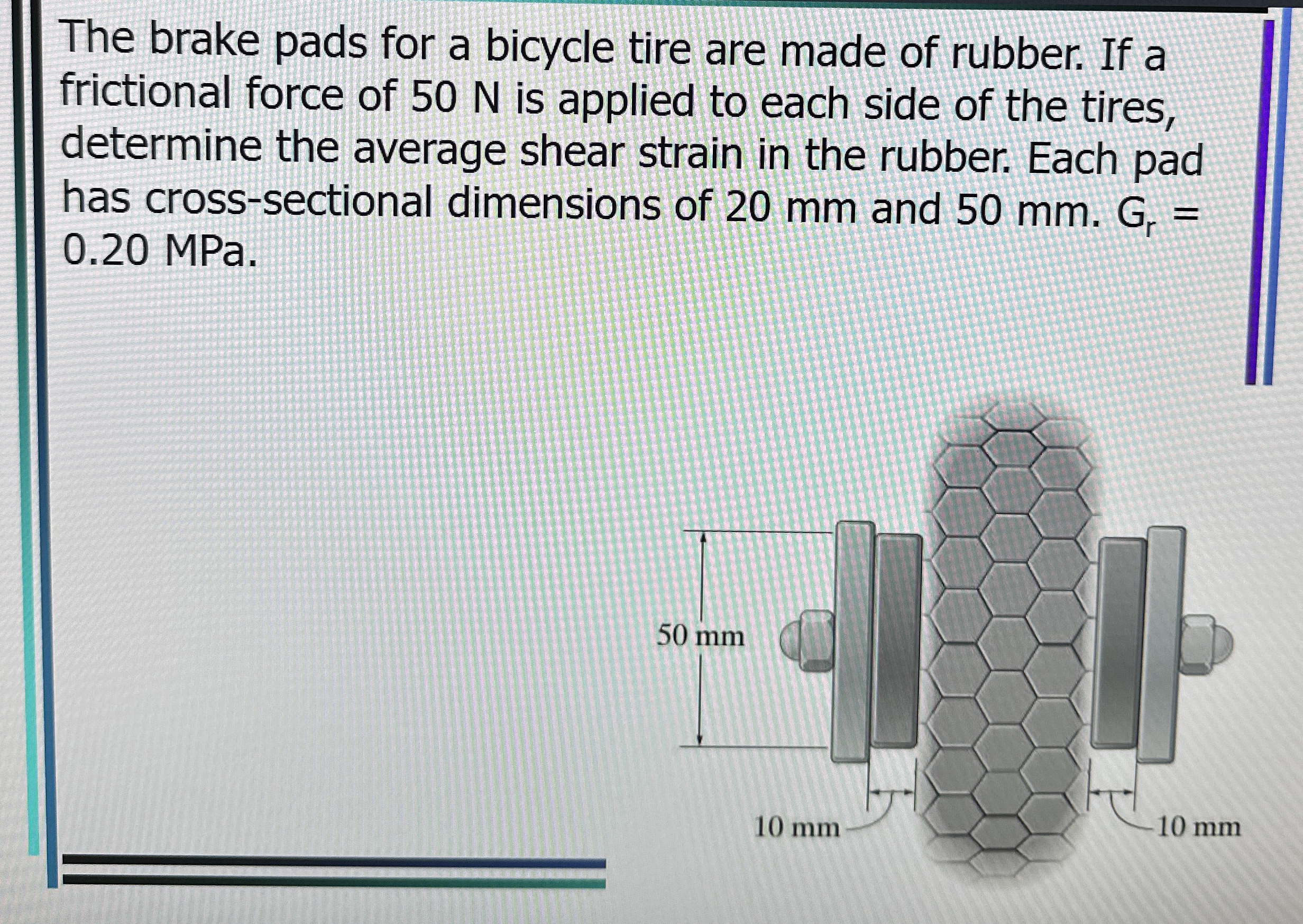 The brake pads for a bicycle tire are made of