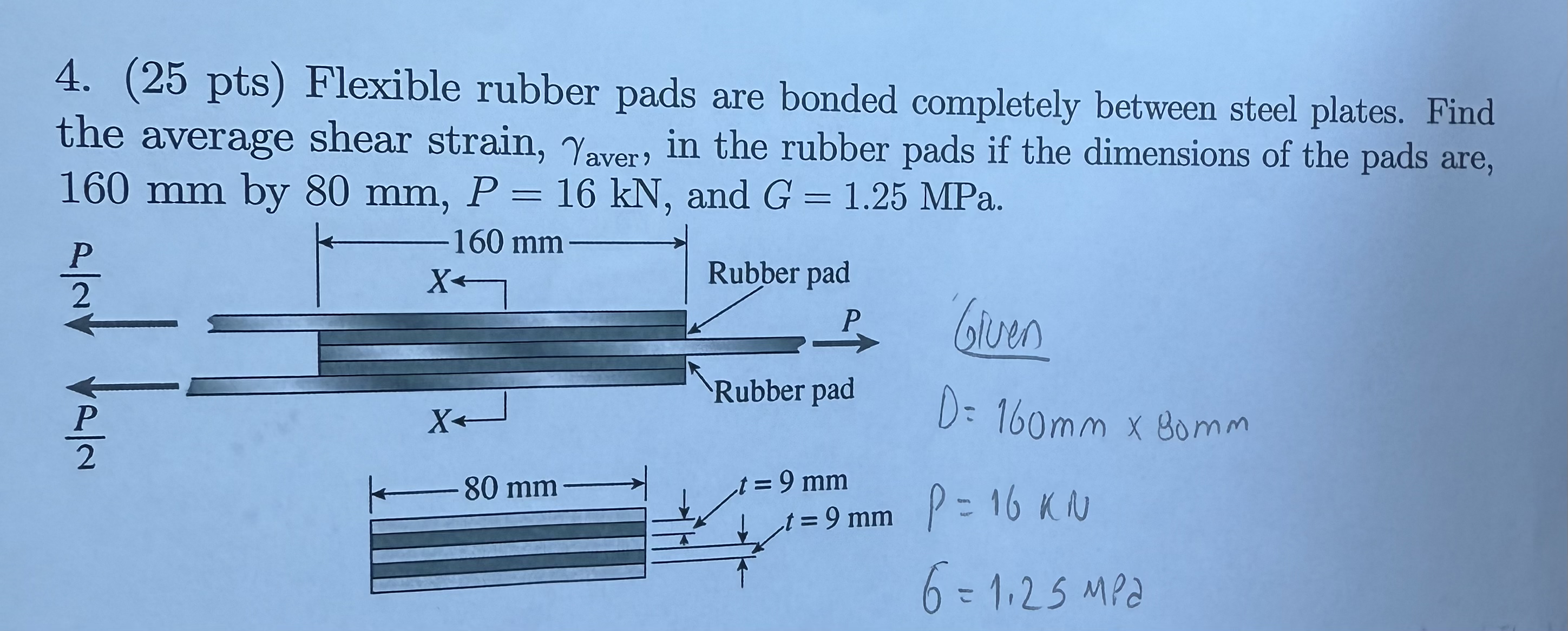 ( 2 5 pts ) Flexible rubber pads are bonded