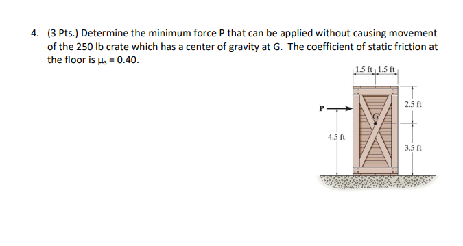 4 . ( 3 Pts . ) Determine the minimum force \ ( P