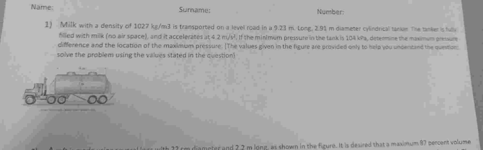 Number: 1 ) Milk with a density of \ ( 1 0 2 7 \