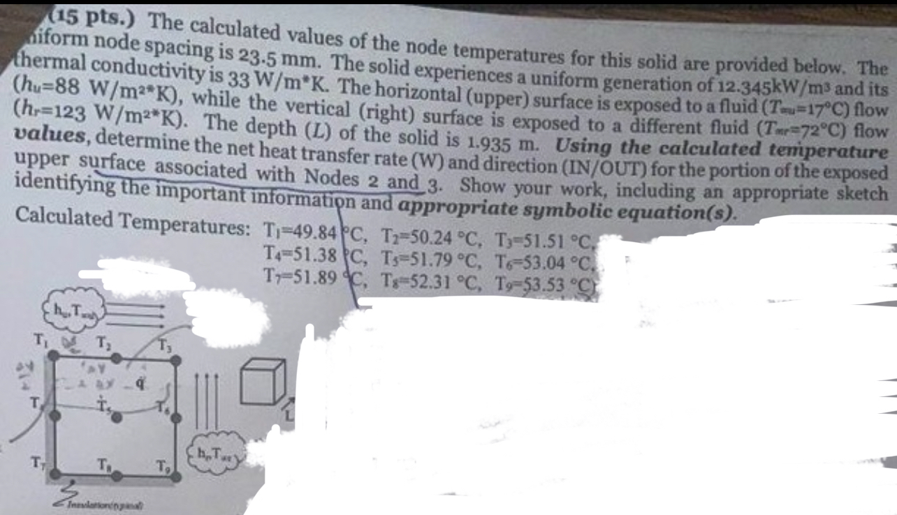 ( 1 5 pts . ) The calculated values of the node