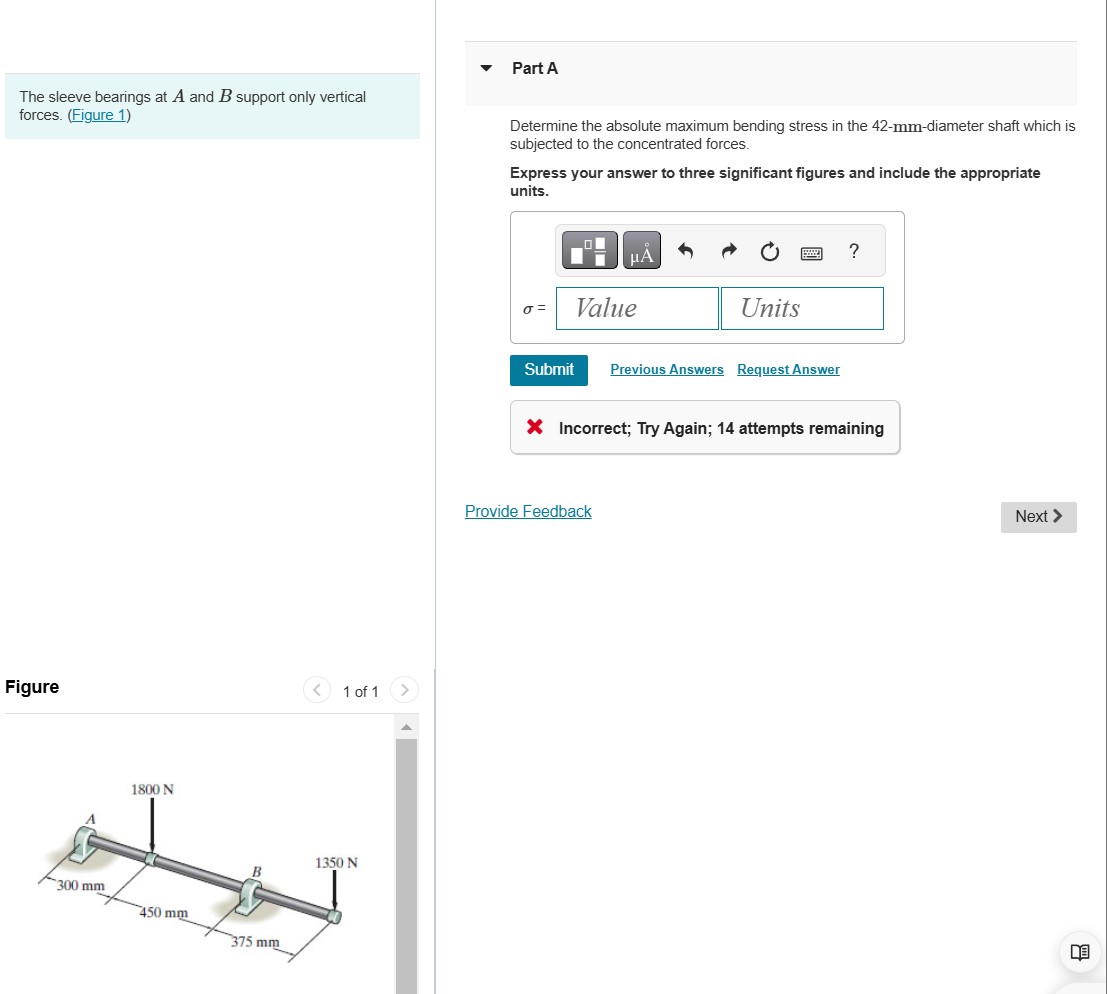 The sleeve bearings at \ ( A \ ) and \ ( B \ )