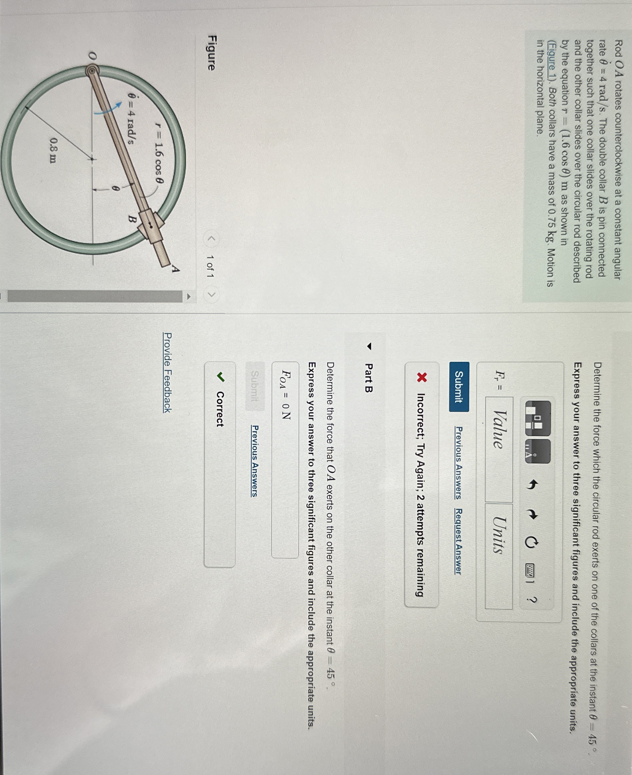 How to solve RodOA rotates counterclockwise at a