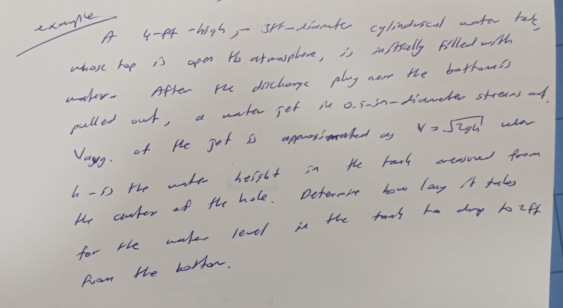 example A 4 - ft - high, - 3 ft - diameter